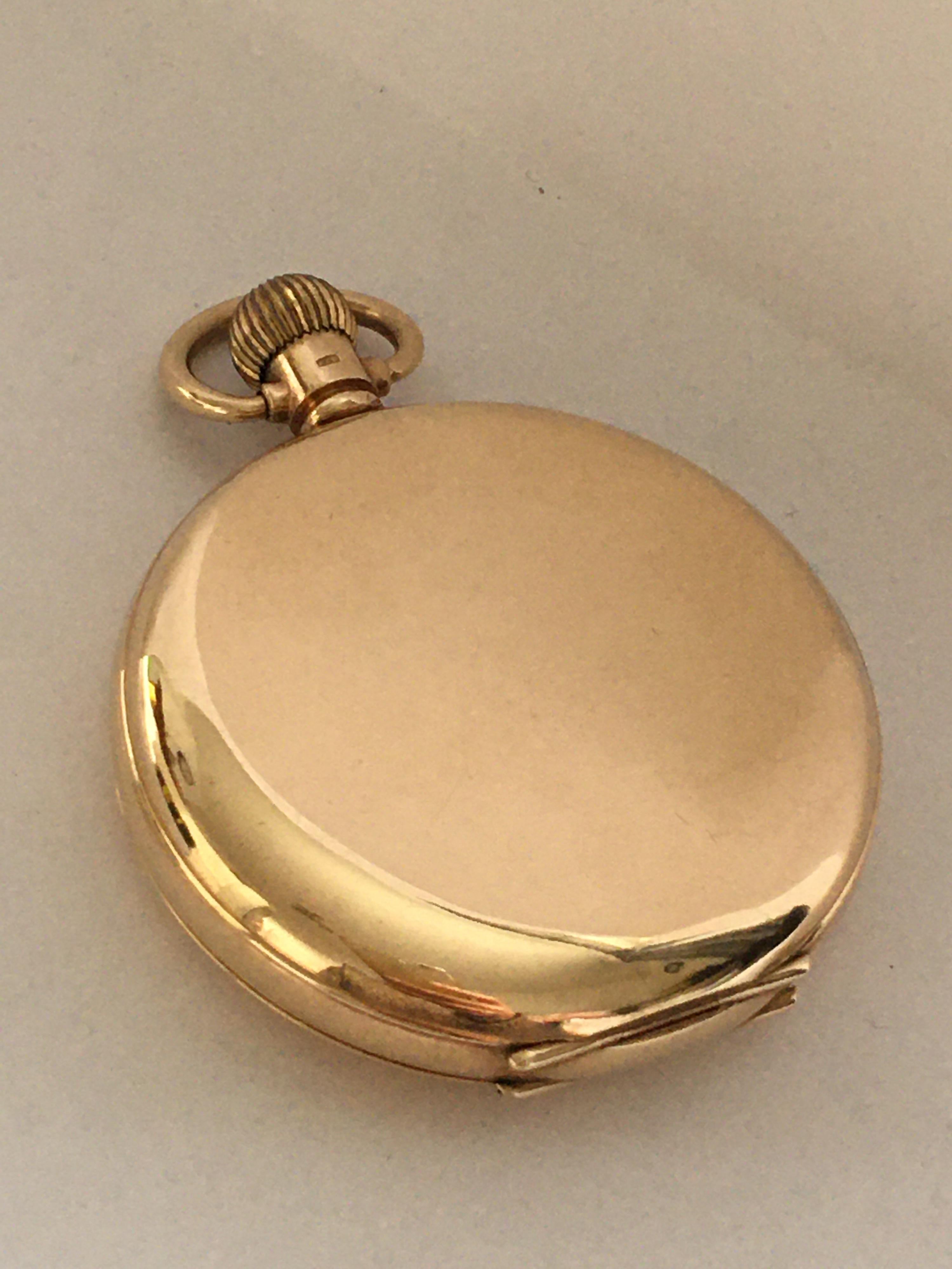 9k Gold Full Hunter Cased Pocket Watch Signed A.W.W. Co. Waltham Mass U.S.A.

This beautiful 50mm diameter watch is good working condition and it is running well. Visible signs of ageing and wear with tiny and light scratches on the gold case as