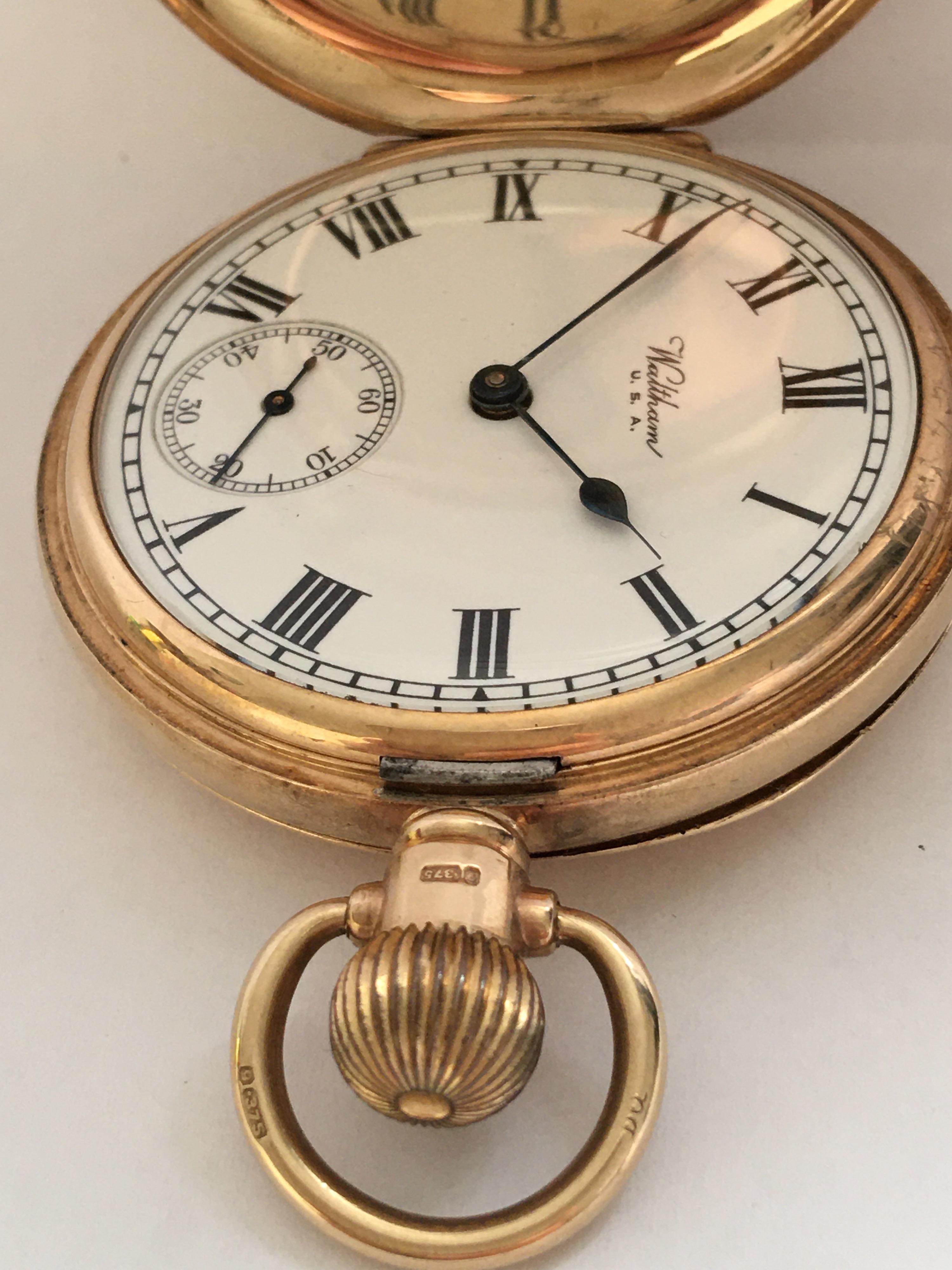 9ct gold waltham full hunter pocket watch