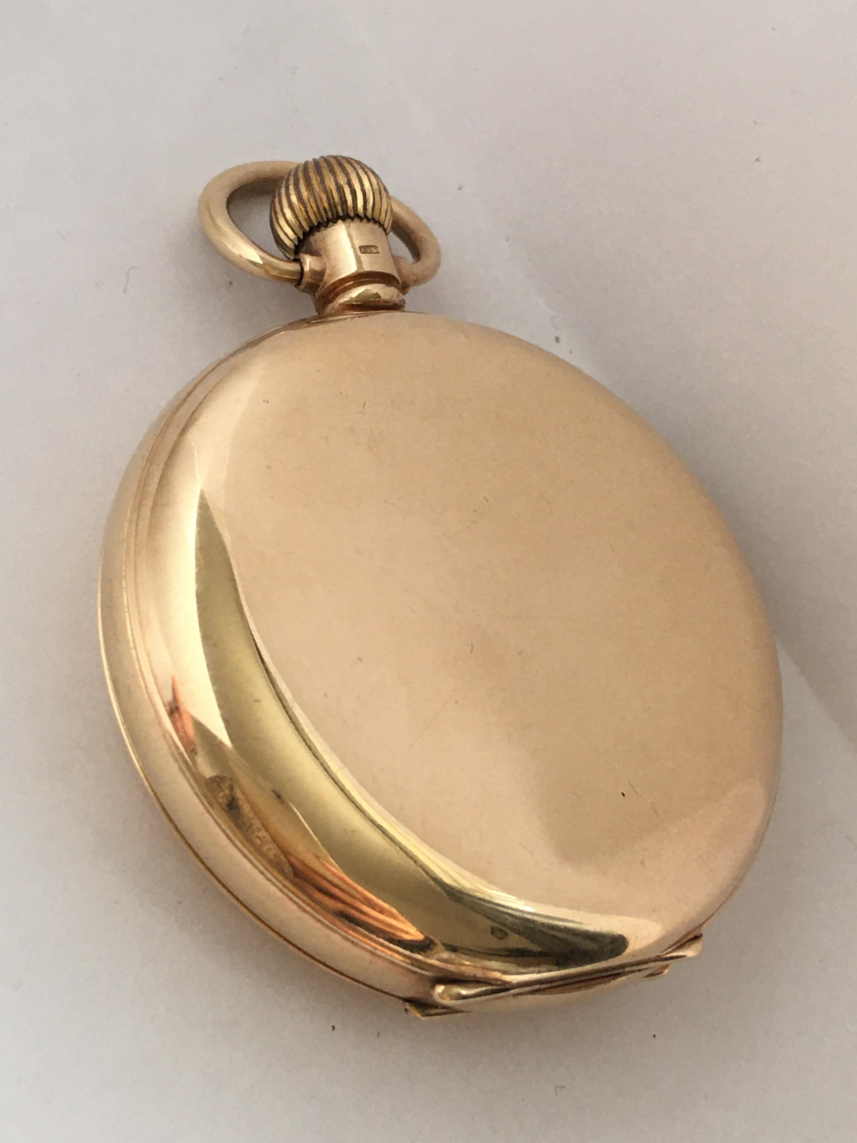 9 Karat Gold Full Hunter Cased Pocket Watch Signed A.W.W. Co. Waltham Mass U.S.A 8