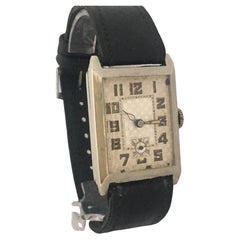 Vintage 1930s Pure Nickel Rectangular Mechanical Watch