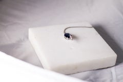 White Gold Contemporary Pendant Necklace with Four Carats Natural Sapphire