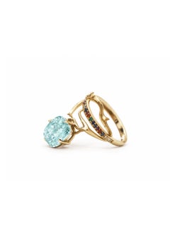Rose Gold Engagement Ring with Copper Bearing Paraiba Tourmaline and Diamonds