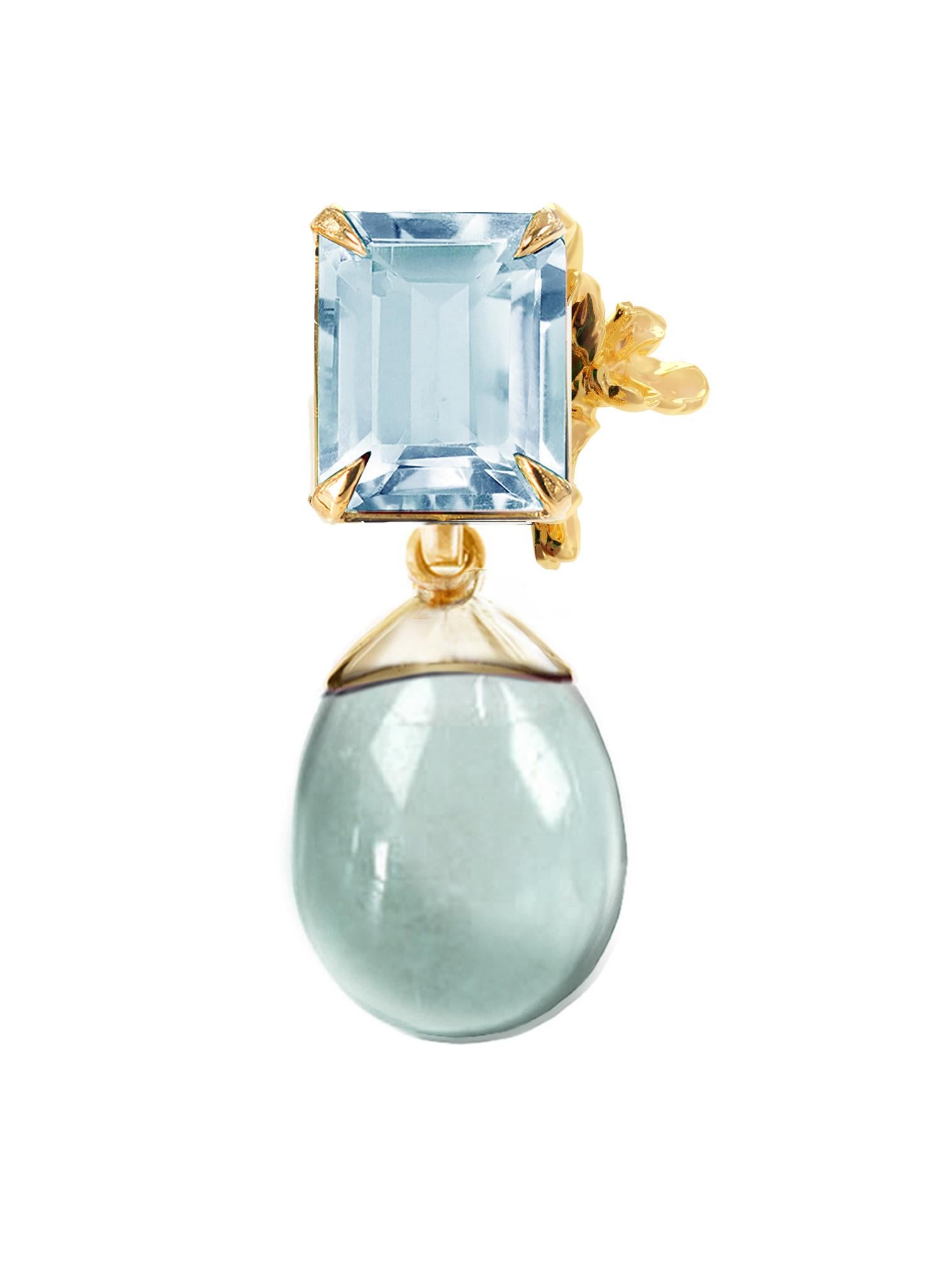 Collier en or jaune 18 carats avec pendentif fleur de topaze contemporaine en vente 3