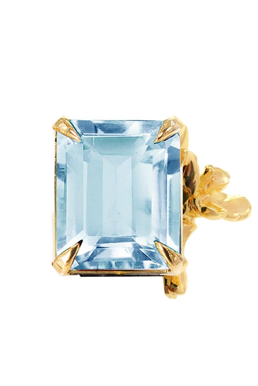 Collier en or jaune 18 carats avec pendentif fleur de topaze contemporaine en vente 2