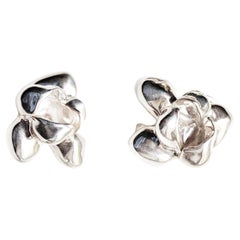 Sterling Silver Film Award Transformer Iris Blossom Contemporary Stud Earrings