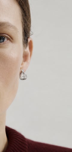 Sterling Silver Contemporary Stud Earrings Fig with Diamonds