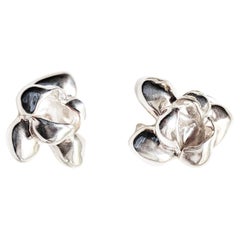 Sterling Silver Film Award Iris Blossom Contemporary Clip-On Earrings