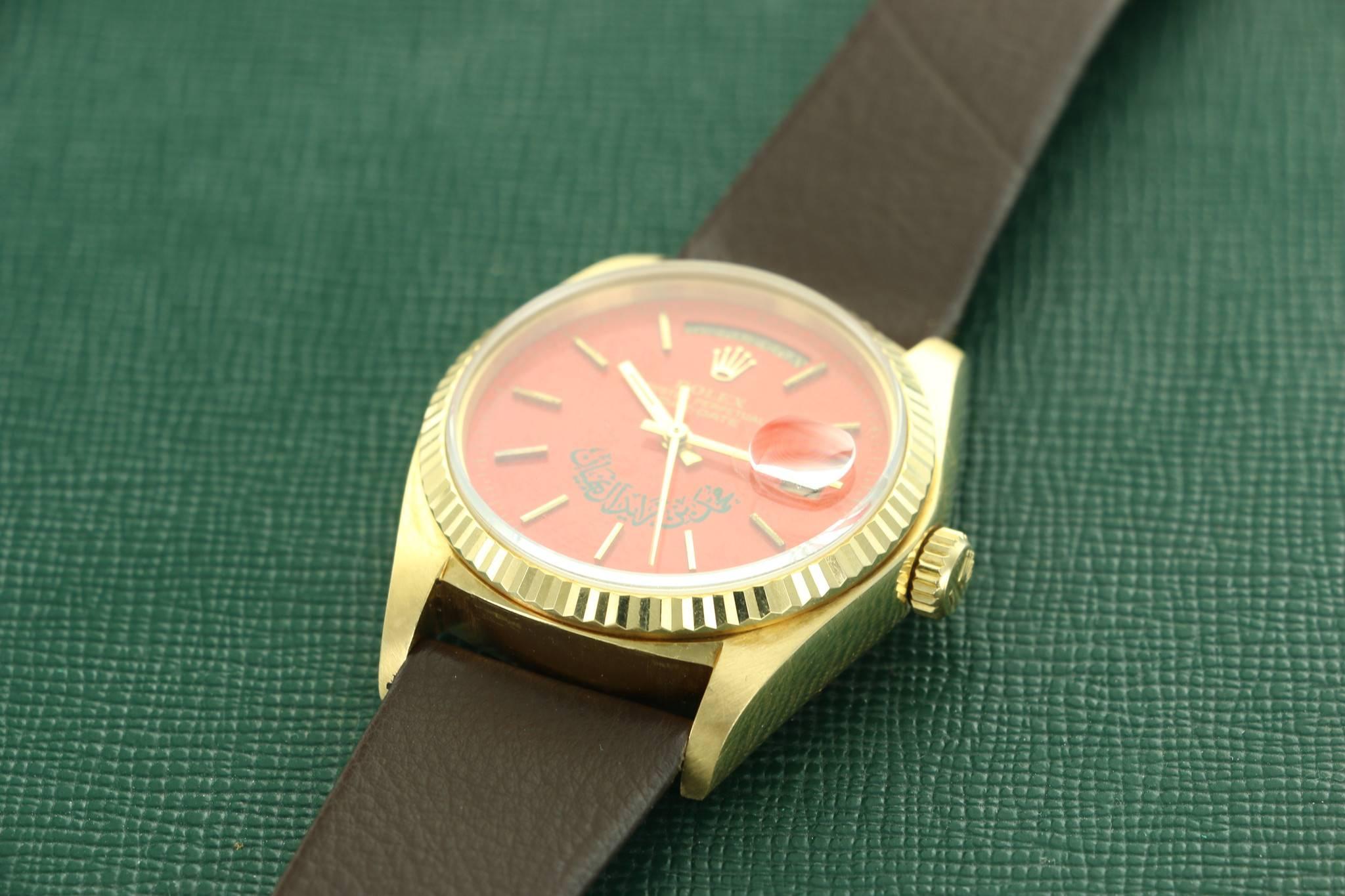Rolex Yellow Gold Day-Date Stella Dial Arabic Script Wristwatch Ref 18038 1