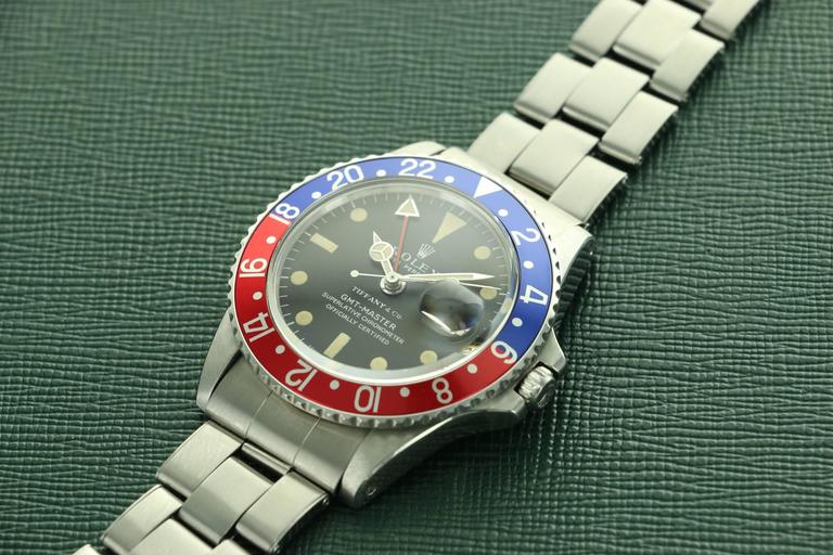 Rolex Tiffany and Co. Stainless Steel GMT-Master Wristwatch Ref 1675 at  1stDibs | rolex gmt tiffany, rolex 1675 tiffany, tiffany gmt