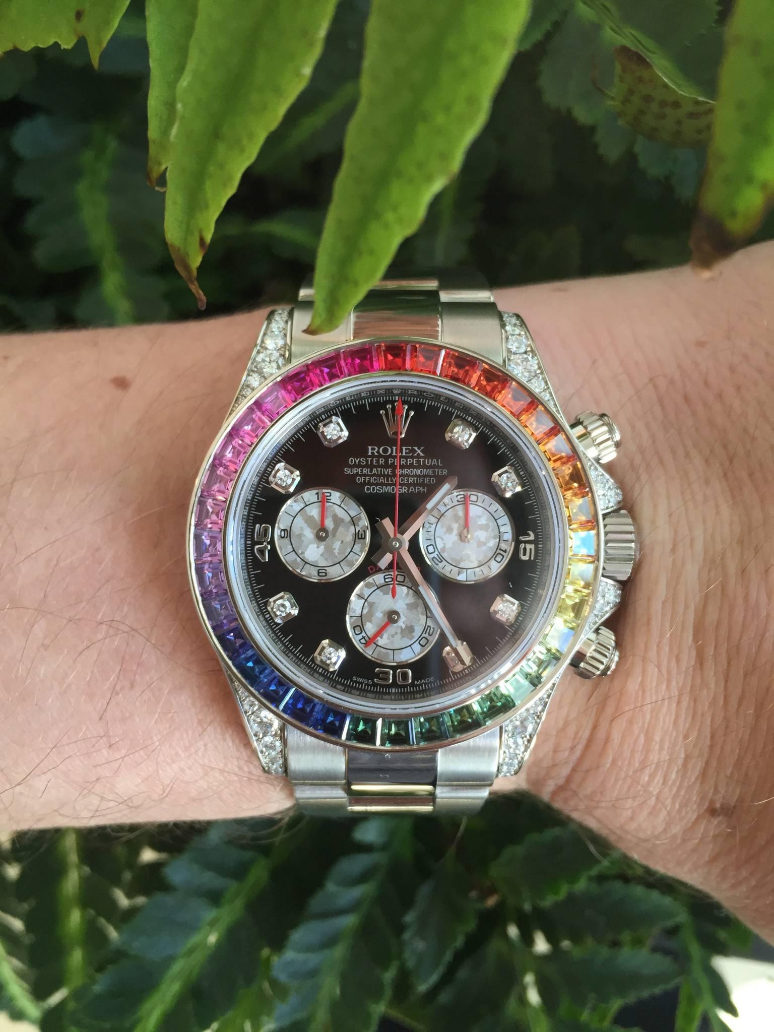 rolex rainbow daytona white gold