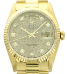 Rolex Yellow Gold Fossil Dial Day-Date Wristwatch Ref 18238