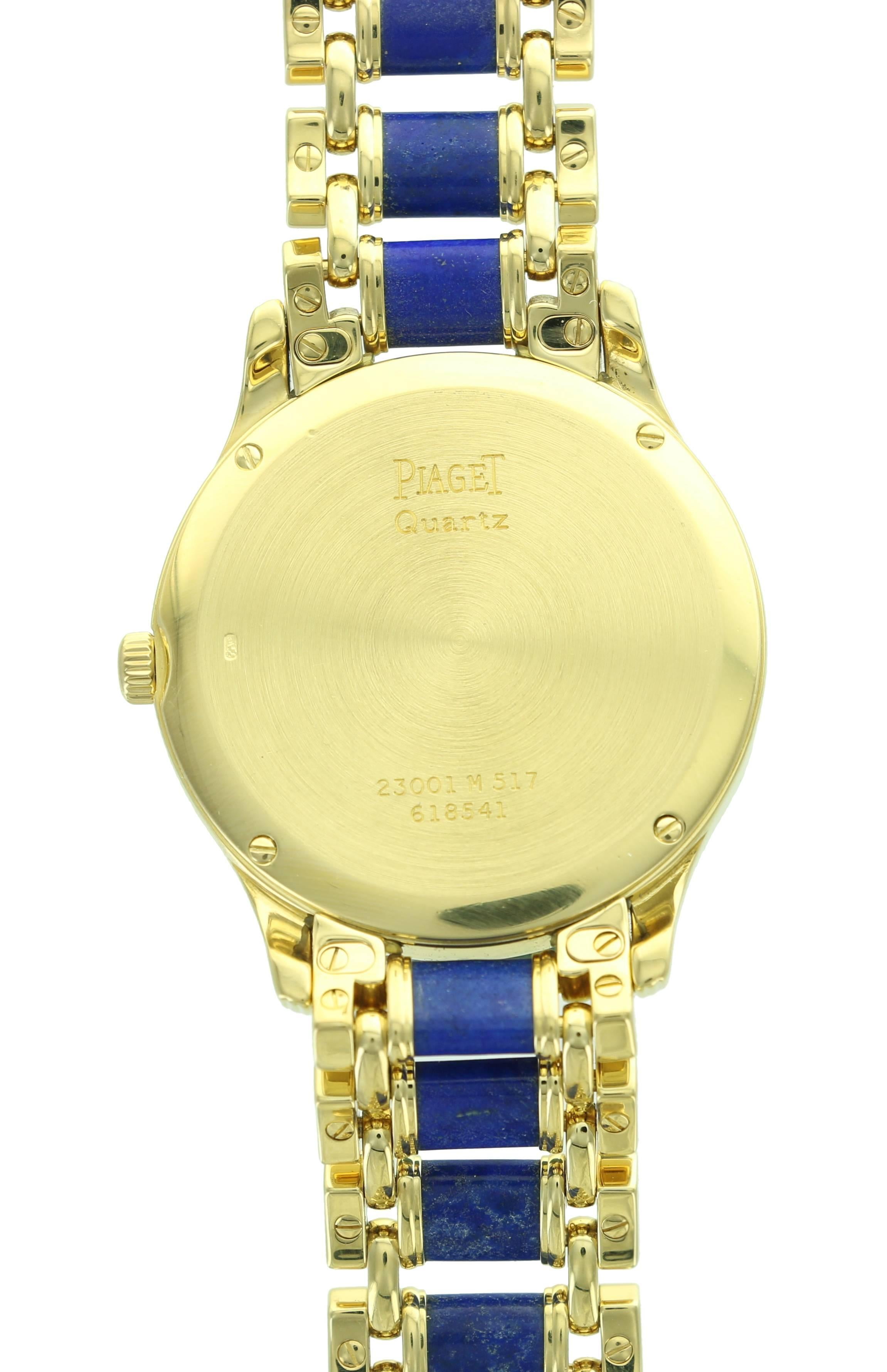 Piaget Lady's Yellow Gold Lapis Lazuli Wristwatch In Excellent Condition In Beverly Hills, CA