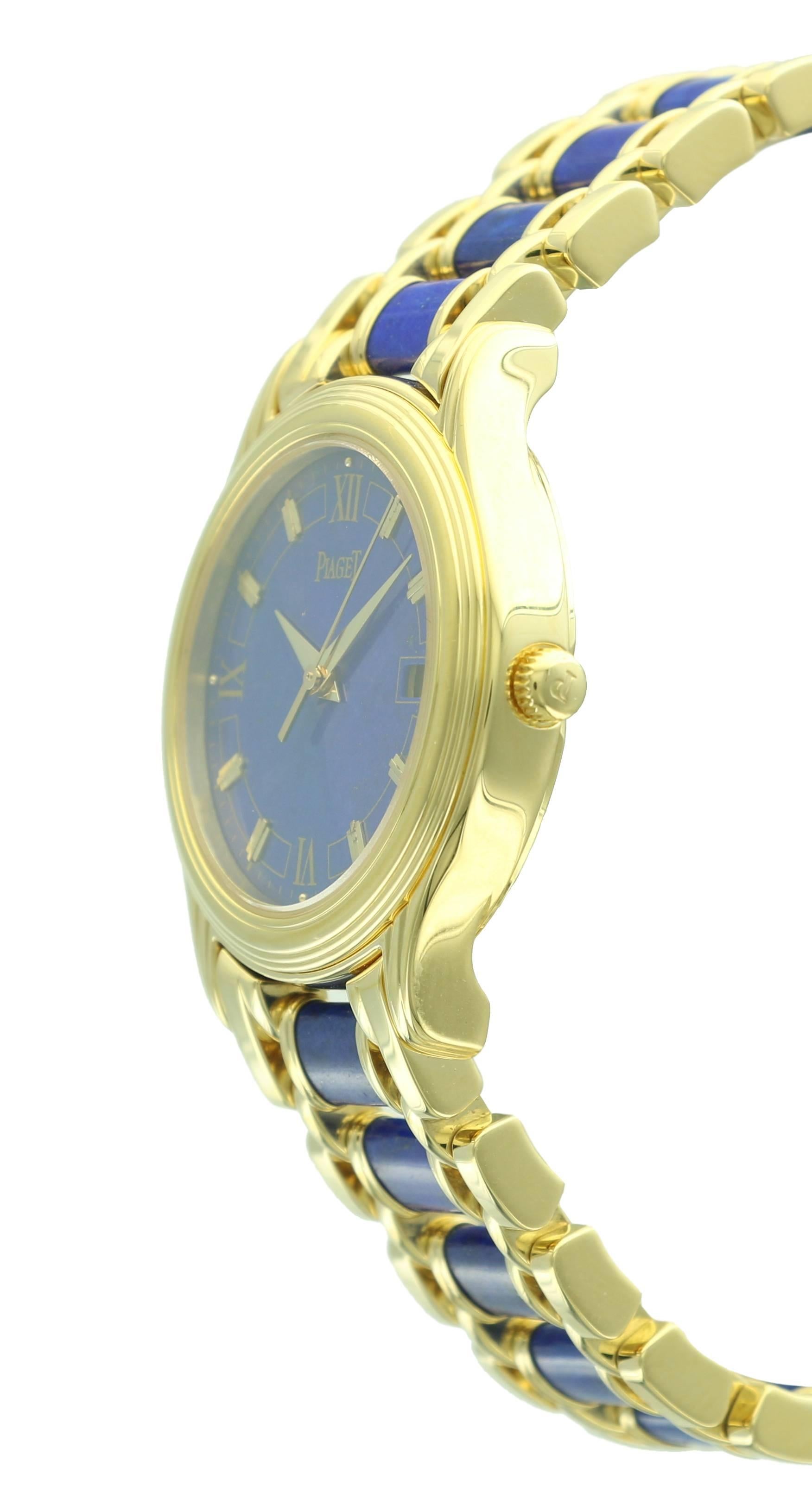Women's or Men's Piaget Lady's Yellow Gold Lapis Lazuli Wristwatch