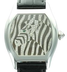 Cartier White Gold Tortue Zebra Wristwatch