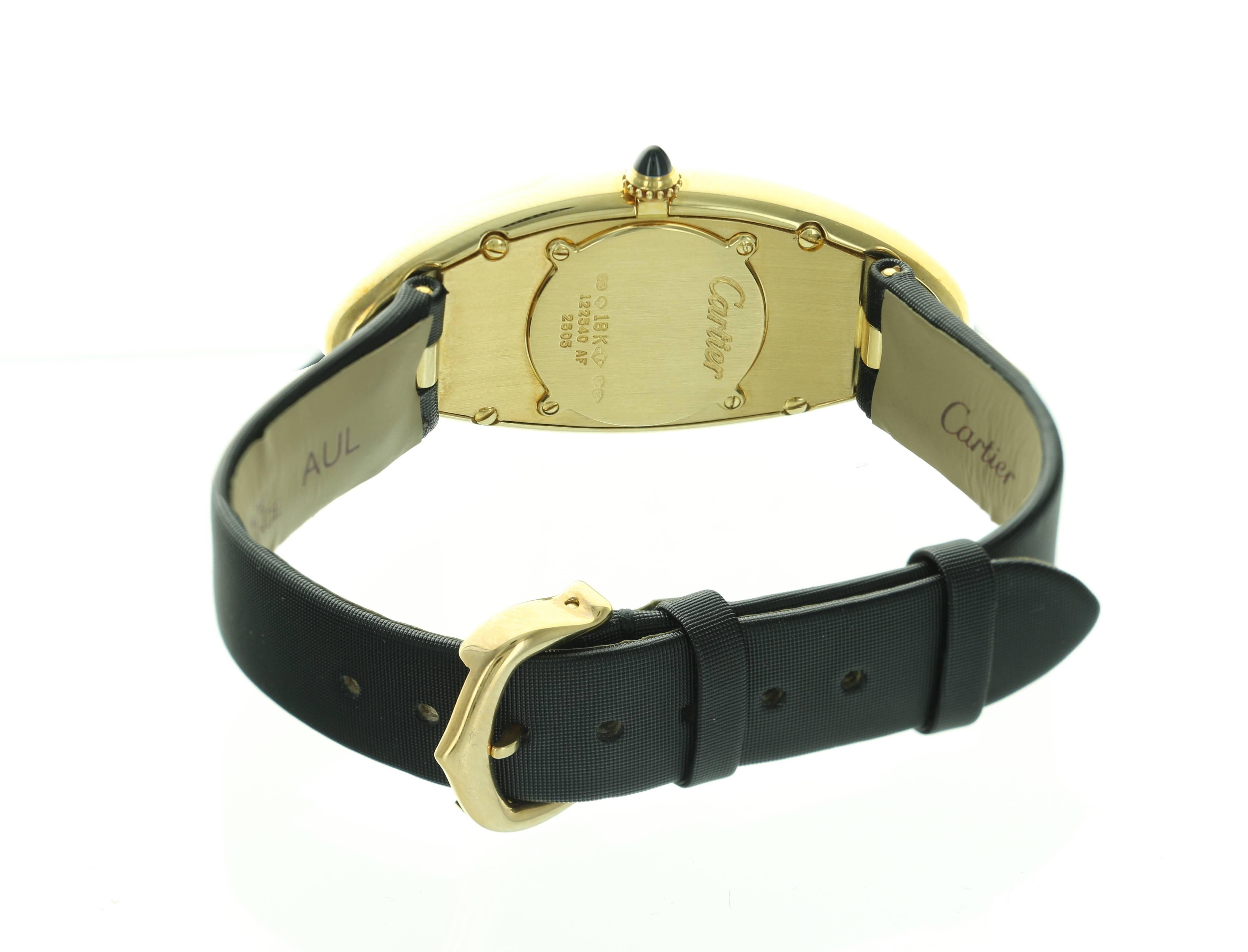 Cartier Yellow Gold Baignoire Allongee Wristwatch In Excellent Condition For Sale In Beverly Hills, CA