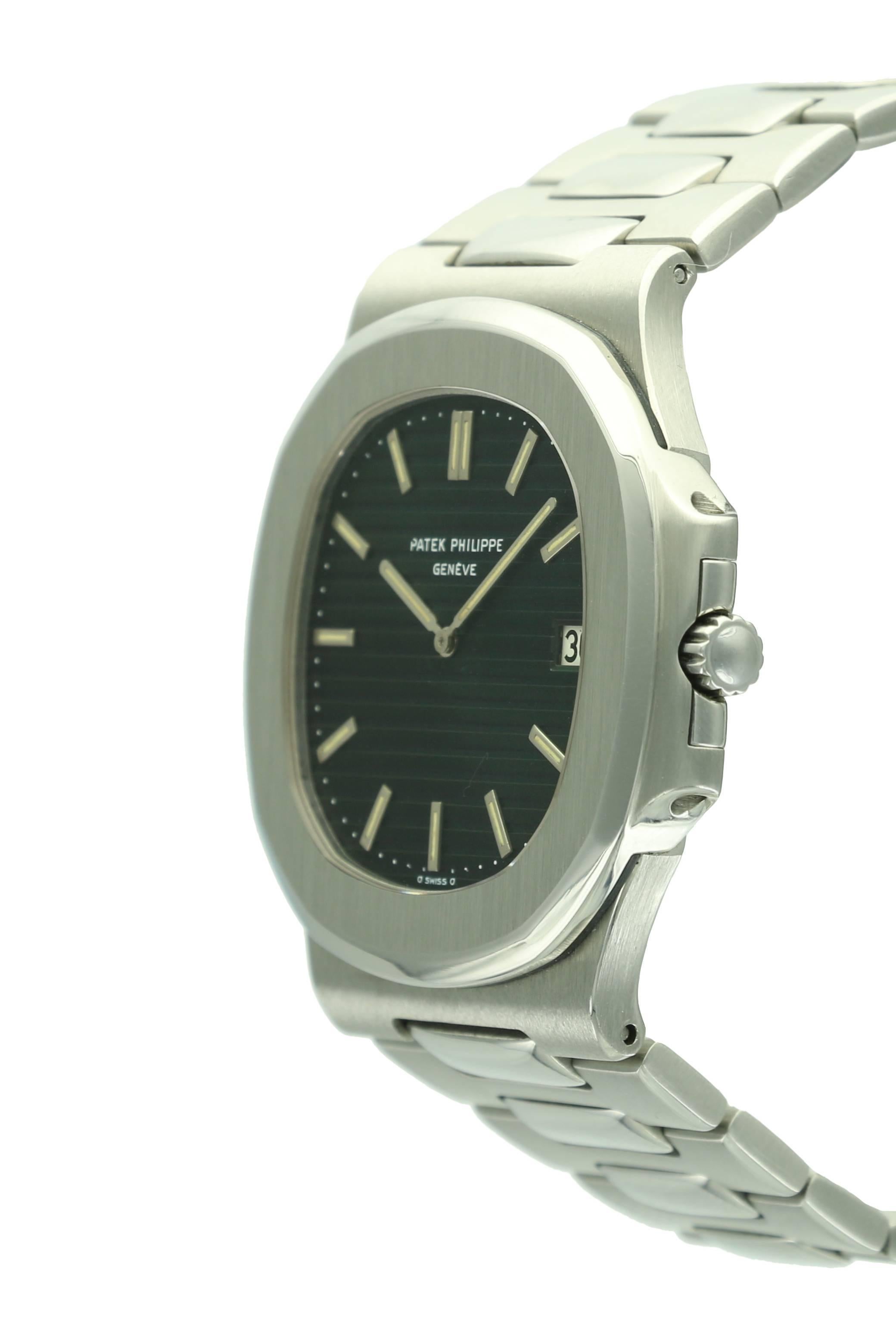 Patek Philippe Stainless Steel Nautilus Wristwatch Ref 3700 In Excellent Condition In Beverly Hills, CA