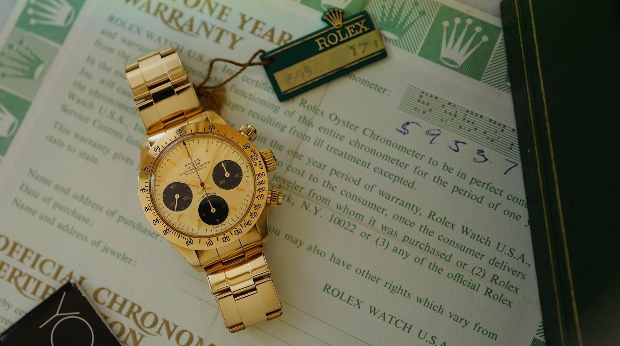 Women's or Men's Rolex Yellow Gold Daytona Chronograph Wristwatch Ref 6265 