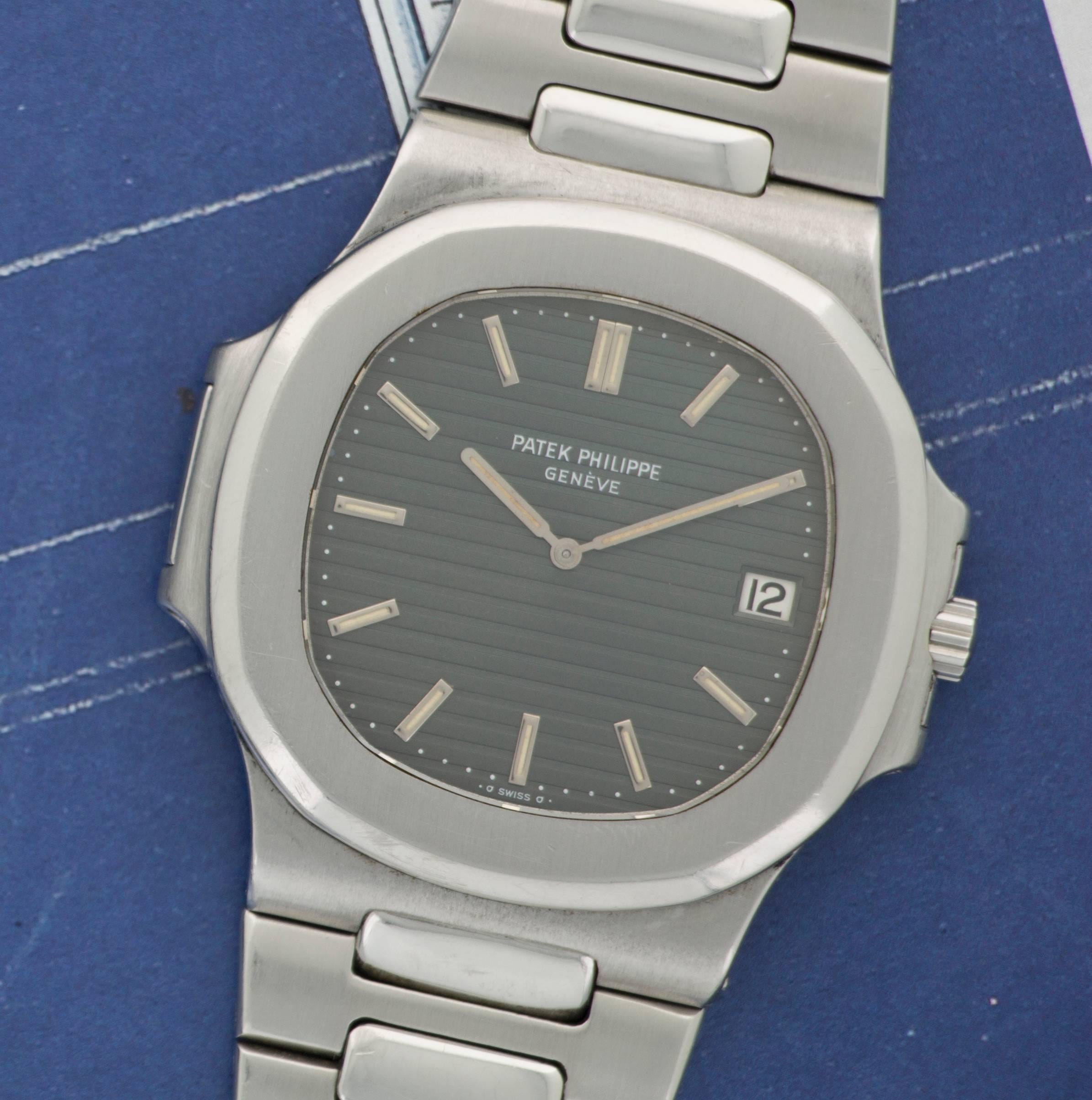 Patek Philippe Stainless Steel Nautilus Wristwatch Ref 3700 In Excellent Condition In Beverly Hills, CA