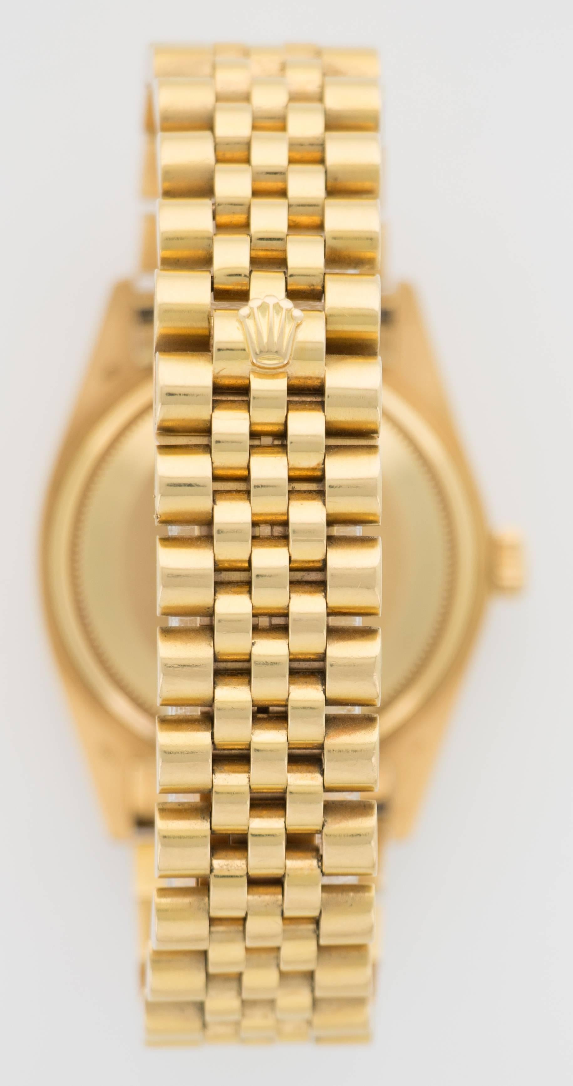 Men's Rolex Yellow Gold Datejust Malachite Dial Automatic Wristwatch Model 16018