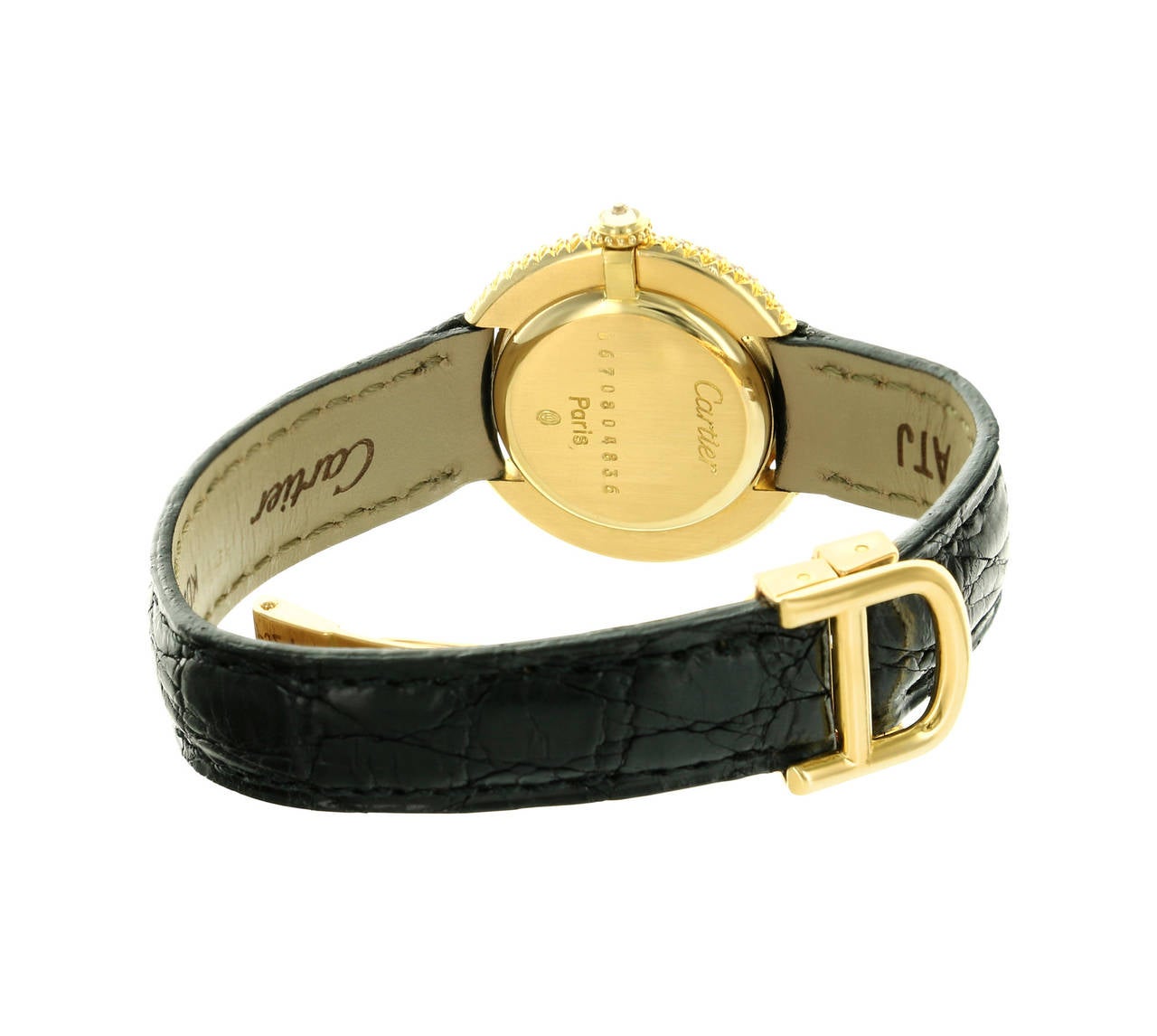 Women's Cartier Lady's Yellow Gold Pavé Diamond Dial Vendome Wristwatch