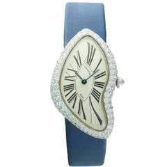 Cartier White Gold Crash Diamond Bezel Wristwatch