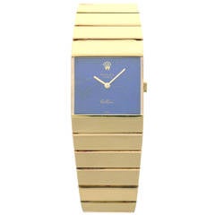 Rolex Lady's Yellow Gold Queen Midas Lapis Dial Wristwatch 1