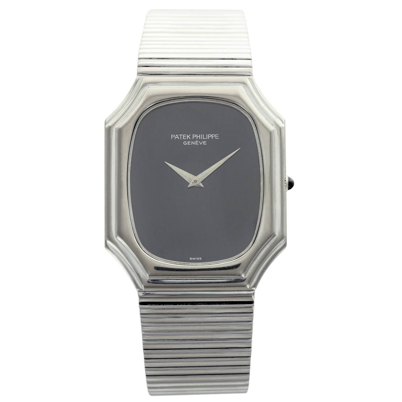 Patek Philippe Weißgold-Armbanduhr mit schwarzem Zifferblatt Ref 3729