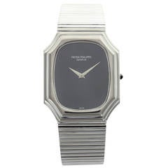 Patek Philippe White Gold Black Dial Wristwatch Ref 3729
