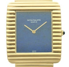 Patek Philippe Yellow Gold Lapis Lazuli Dial Wristwatch