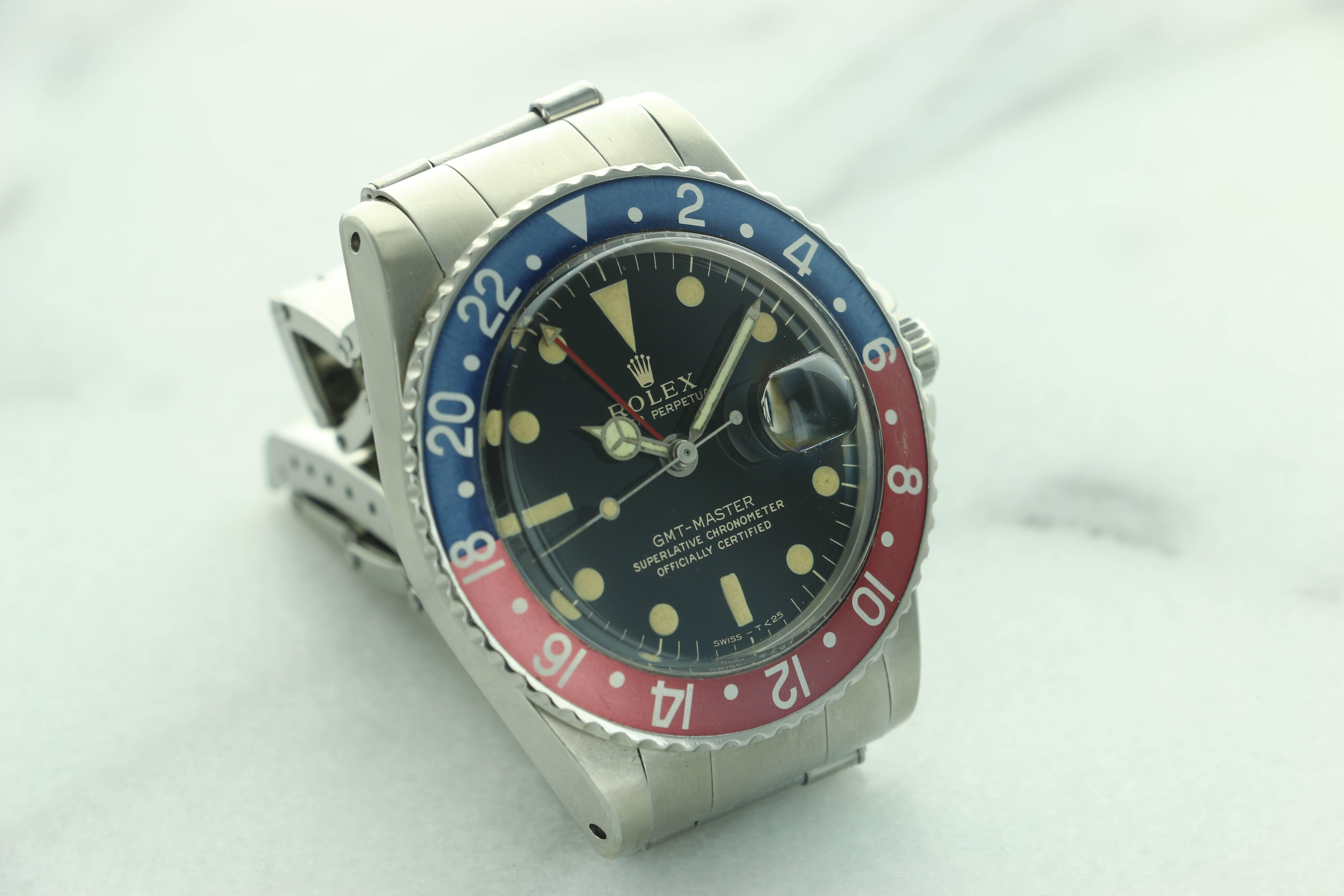 Rolex Stainless Steel Gilt Dial GMT-Master Wristwatch Ref 1675 2