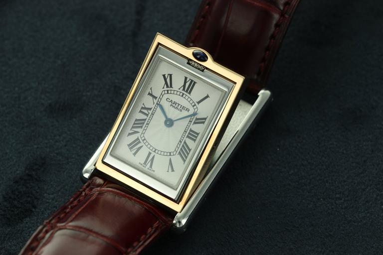 Cartier Platinum Rose Gold Basculante Wristwatch at 1stdibs