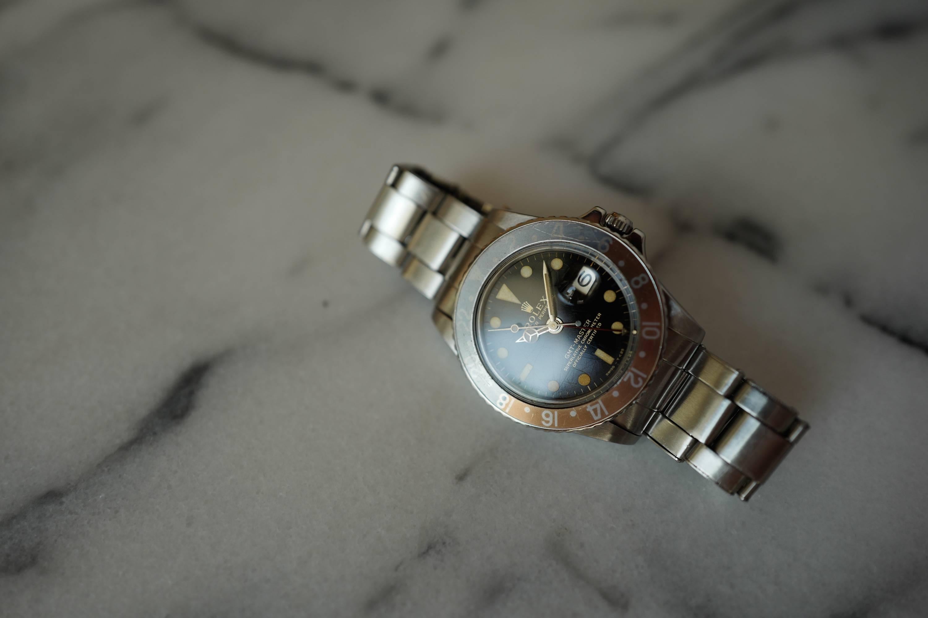 Rolex Stainless Steel Gilt Dial GMT-Master Wristwatch Ref 1675  1