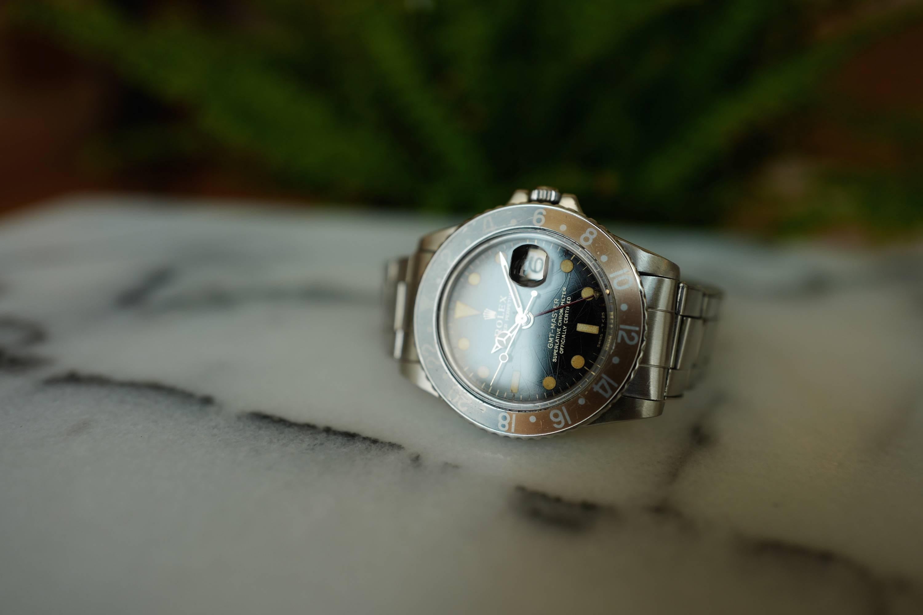 Rolex Stainless Steel Gilt Dial GMT-Master Wristwatch Ref 1675  2