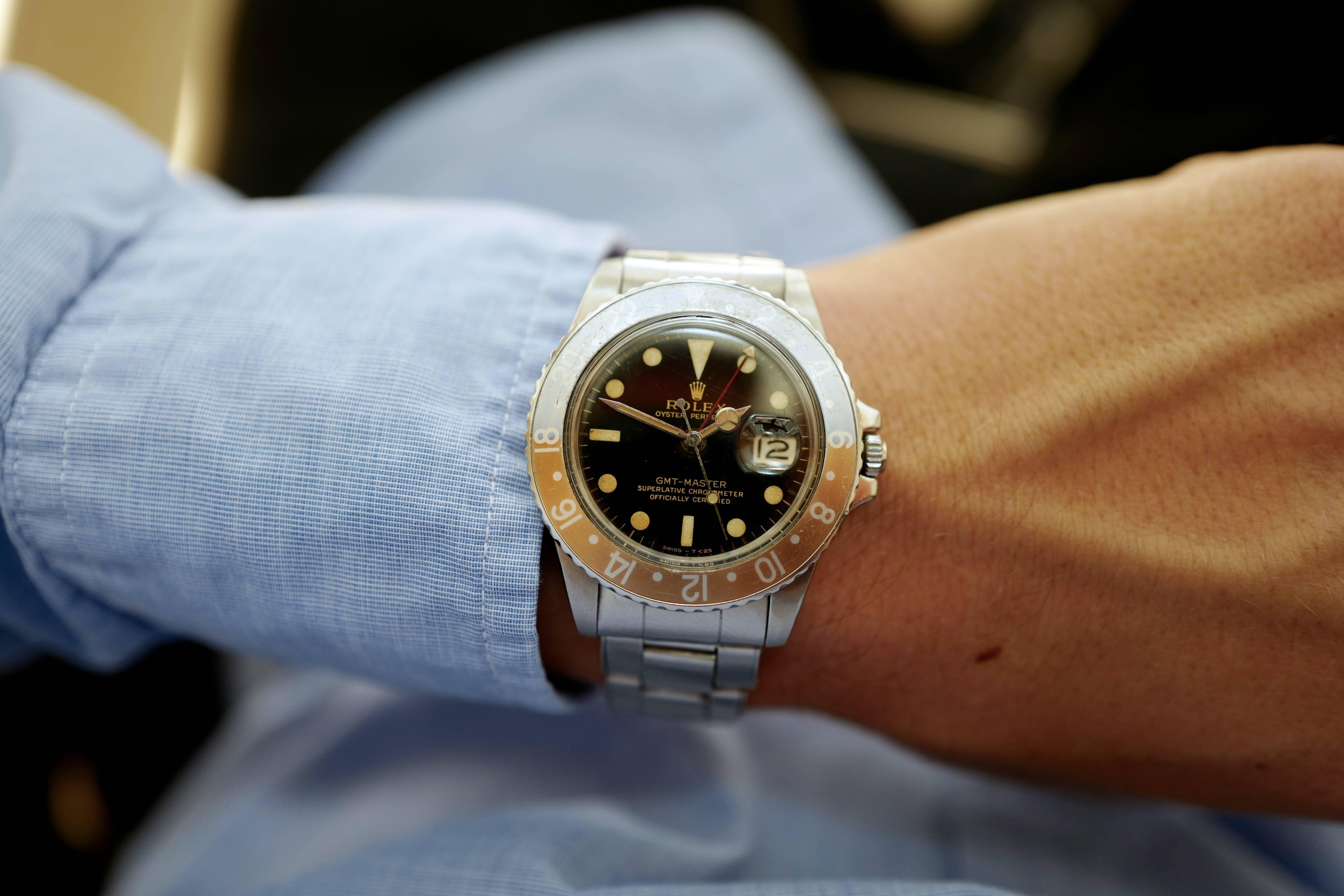 Rolex Stainless Steel Gilt Dial GMT-Master Wristwatch Ref 1675  4