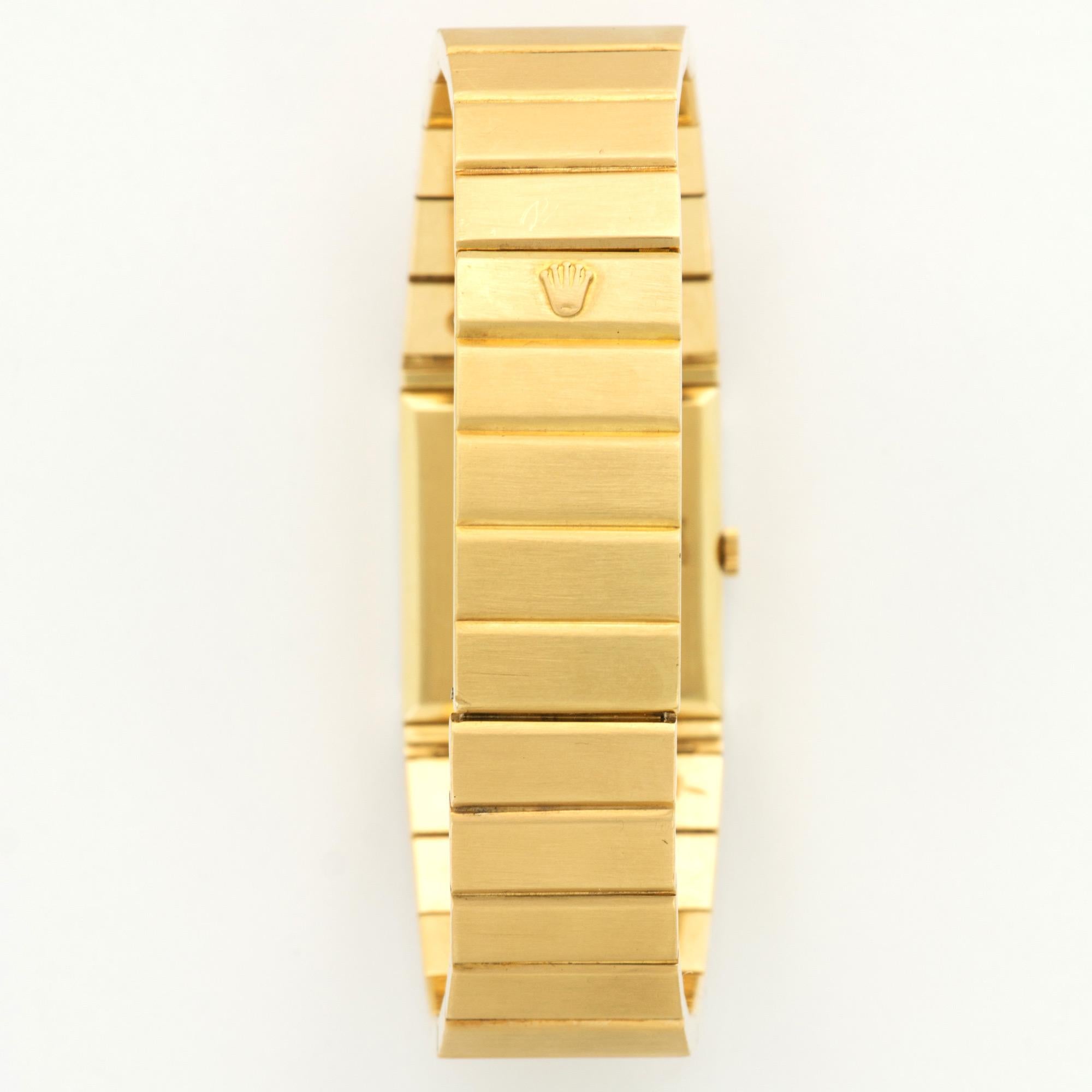 Rolex Lady's Yellow Gold Queen Midas Lapis Dial Wristwatch In Excellent Condition For Sale In Beverly Hills, CA