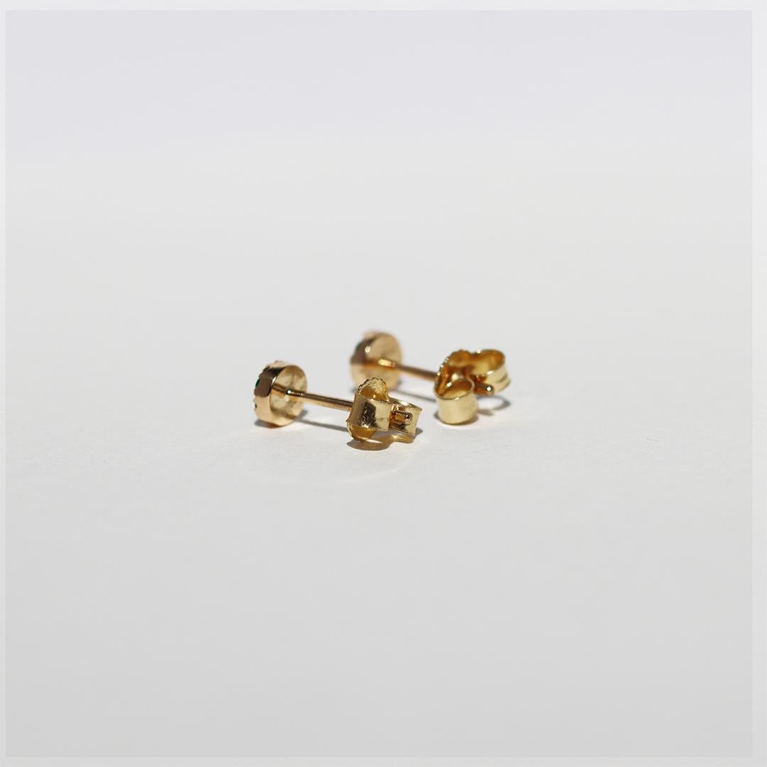 Boucles d'oreilles en or jaune 5 mm Emeraude Diamant Paraiba Tourmaline en vente 1
