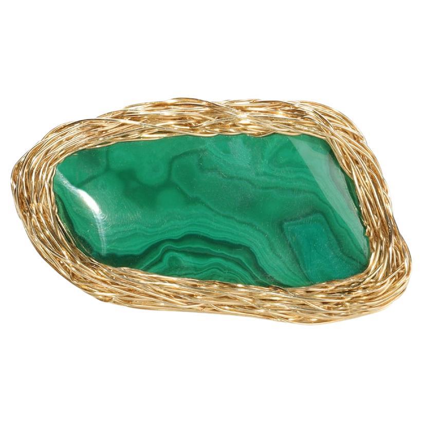 Malachite Statement Cocktail Ring 14 K.K. en or jaune F. par l'artiste elle-même