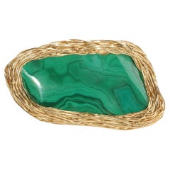 Malachite Statement Cocktail Ring 14 K in Yellow Gold F. by the Artist herself