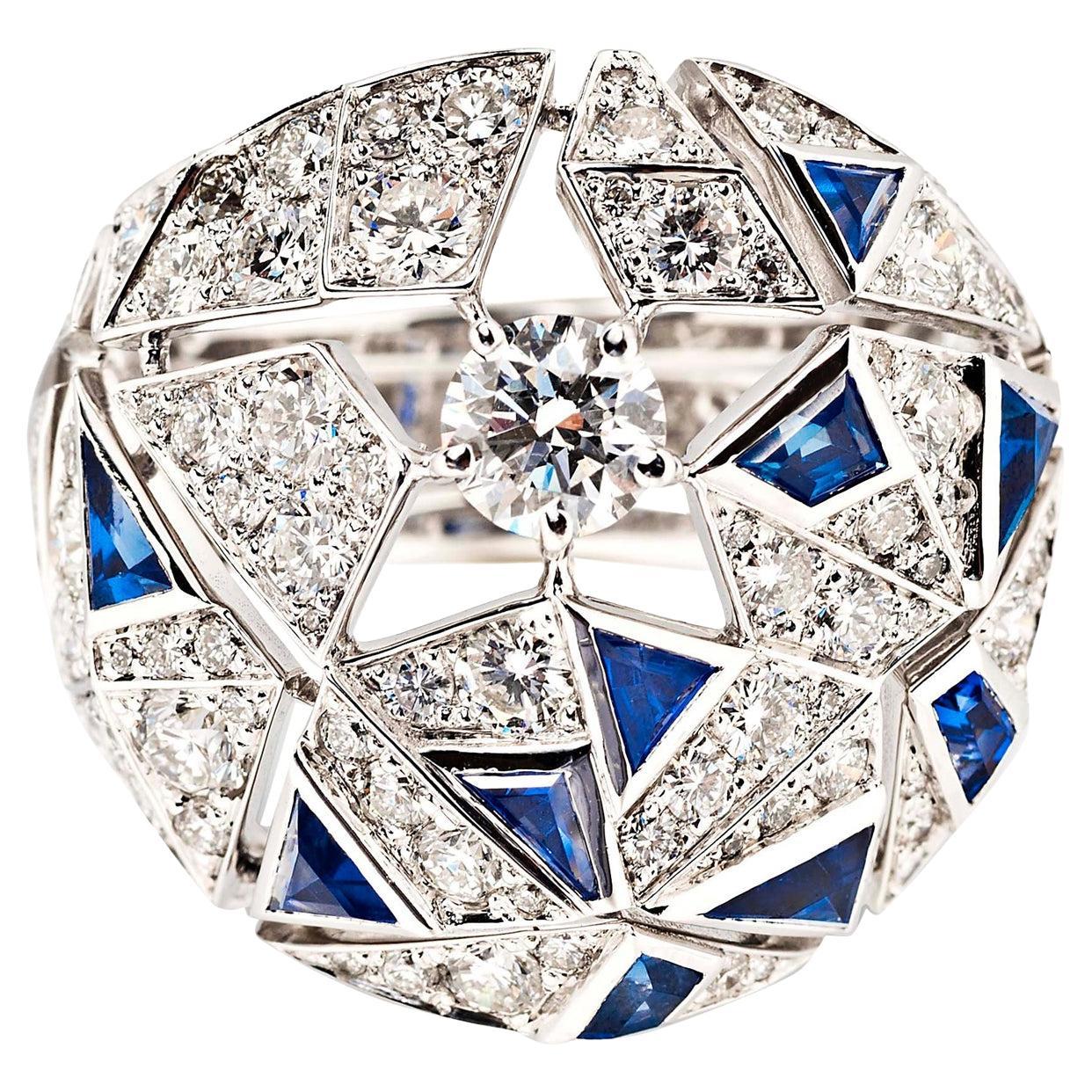 Chanel High Jewelry 18K White Gold, Sapphire and Diamond “Muse” Ring For Sale