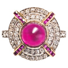 Bague édouardienne en rubis et diamants