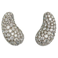 Tiffany & Co. Elsa Peretti Vintage Diamond and Platinum “Bean” Ear Clips