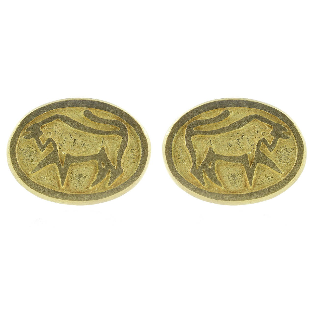 Cartier Gold Taurus Cufflinks For Sale