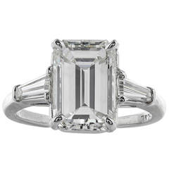 4.23 Carat Diamond Platinum Three Stone Ring