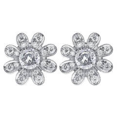 Diamond Gold Flower Stud Earrings 5