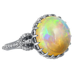 Jelly Opal Diamond Platinum Ring