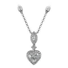 1.06 Carat Diamond Gold Heart Necklace 6