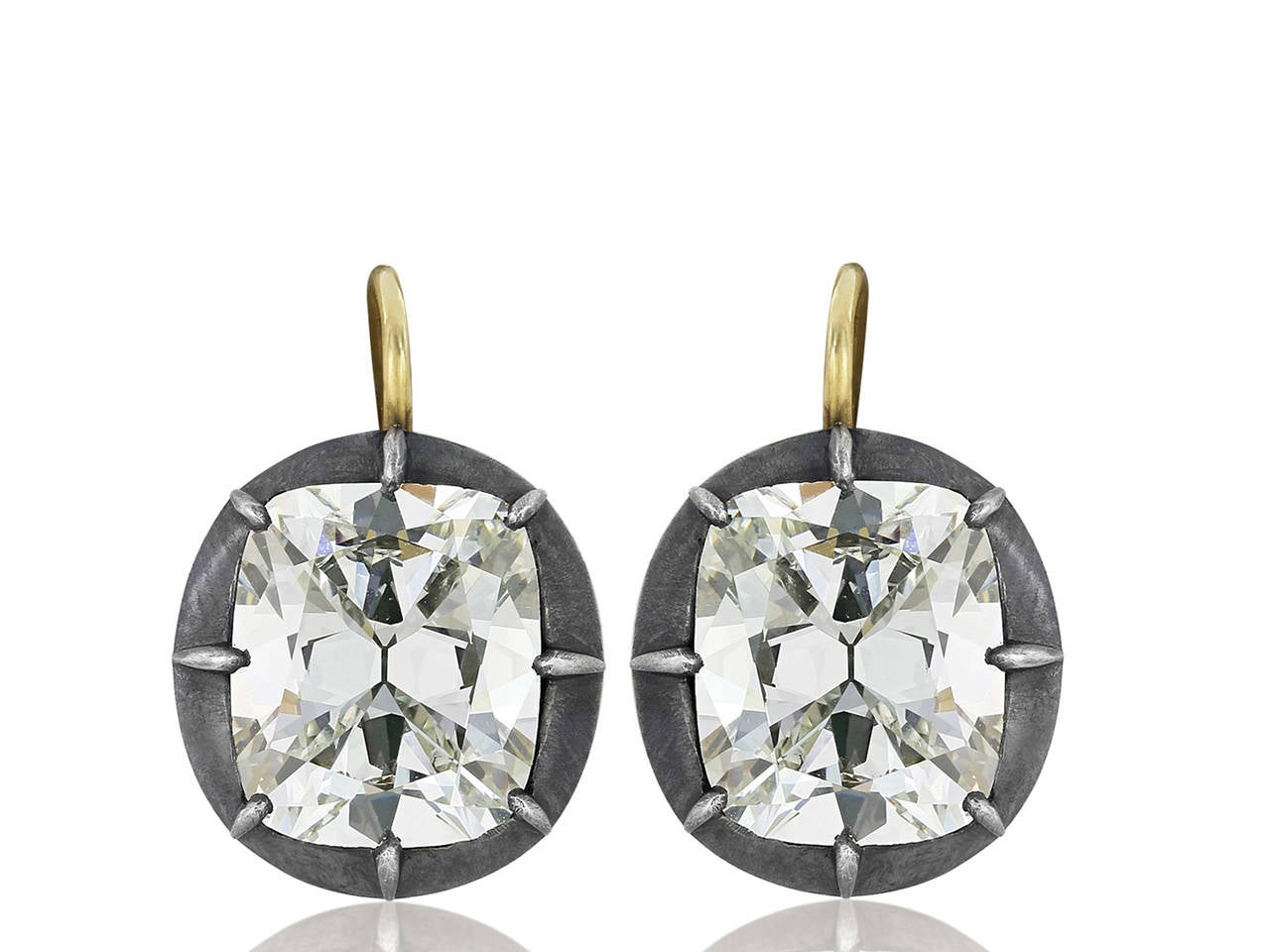 8.78 Carats GIA Cert Diamonds Silver Gold Drop Earrings
