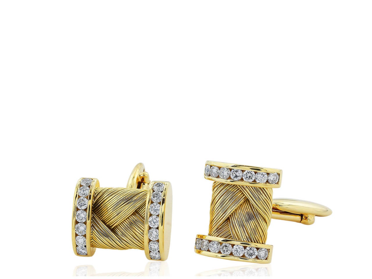 Diamond Gold Cufflink Stud Set at 1stDibs