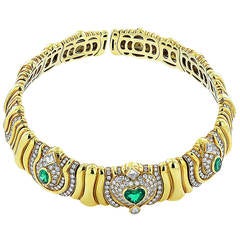 Emerald Diamond Gold Collar Necklace