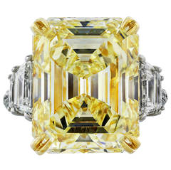 19.02 Carat Fancy Yellow Diamond Gold Platinum Ring